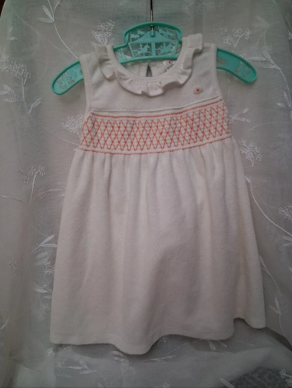 Gymboree (2015)French Terry Cloth Orange Smocked Dress, Fish Button/Pants,NWOT